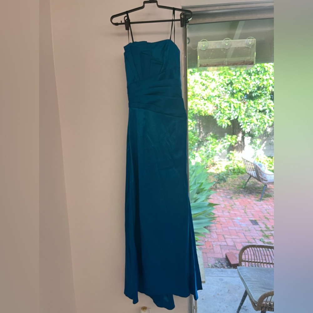 Strapless Teal Blue Maxi Dress